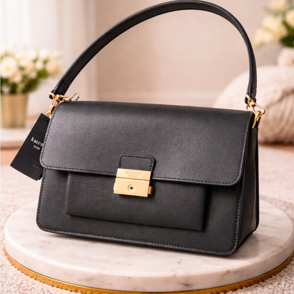 NWT Kate Spade Voyage Small Grain Leather Bag - Black